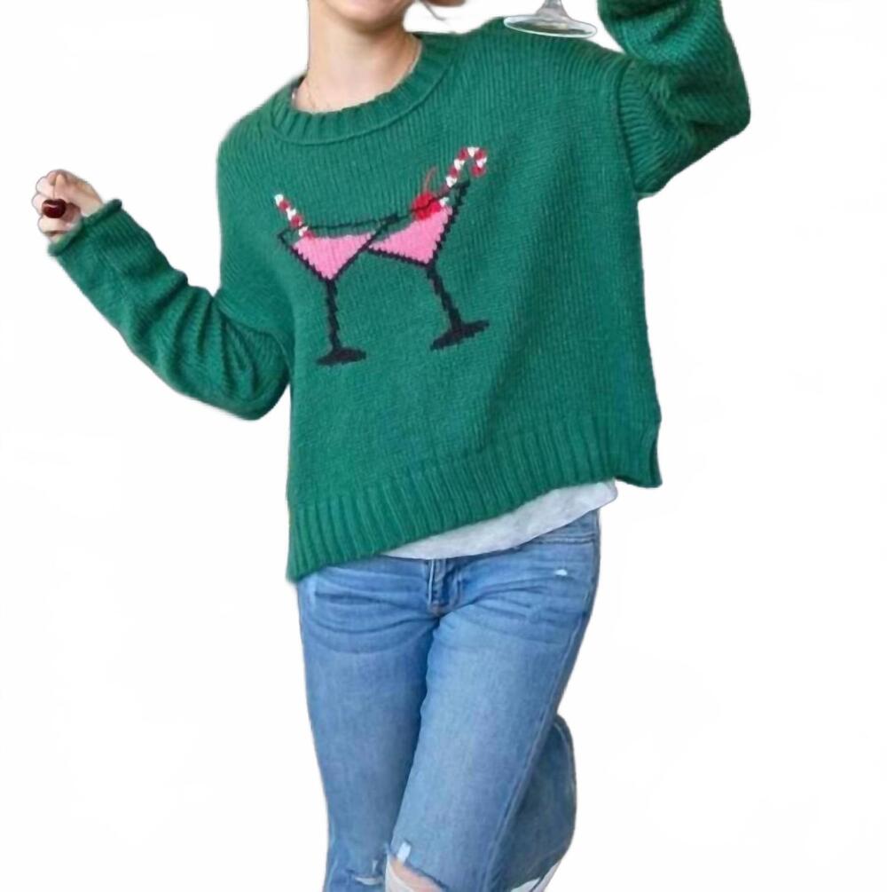 NEW WOODEN SHIPS chin-chin crew chunky sweater in green